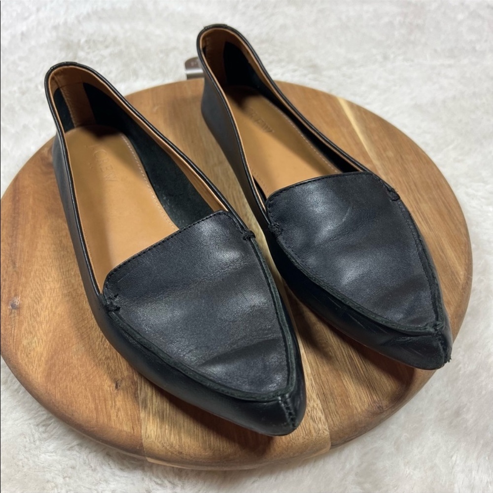 J Crew Black Leather Flats Size 7